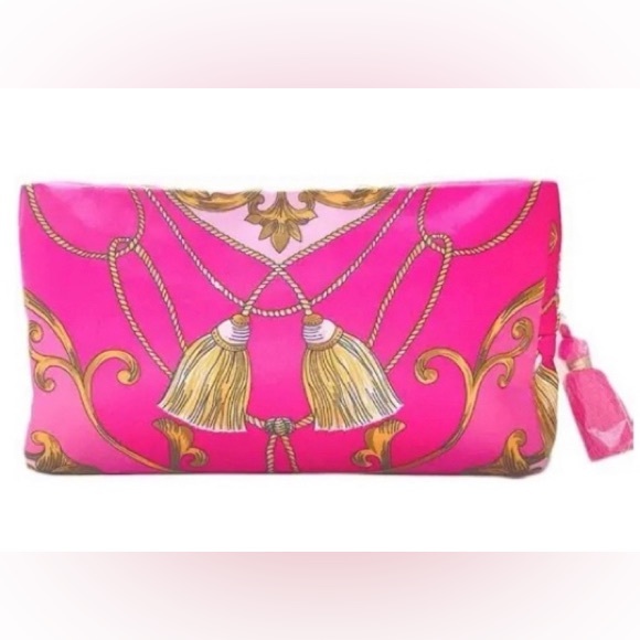 Estée Lauder Pink Zippered Tassel Make Up Bag Pouch Recycled Material NWOT - Picture 1 of 11
